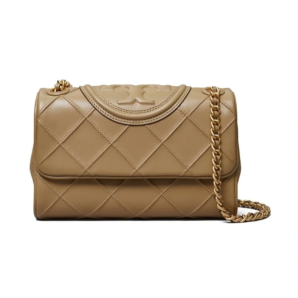 ❌SOLD❌ New Tory Burch Small Fleming Soft Leather Shoulder Bag Pebblestone - Picture 11 of 13